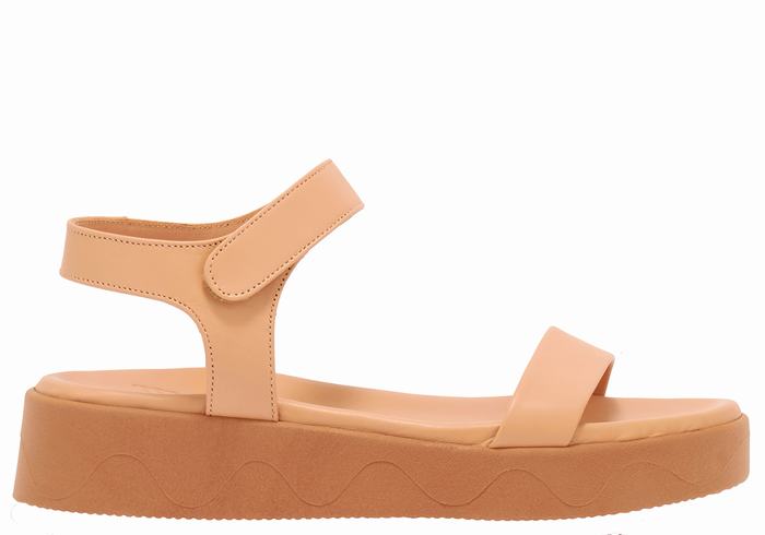 Beige Ancient Greek Sandals Salamina Leather Women Platform Sandals | TGF9447LX