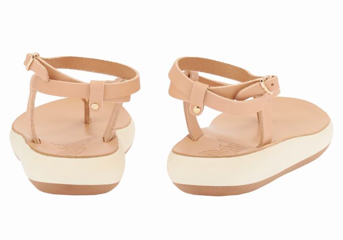 Beige Ancient Greek Sandals Salomi Comfort Women Ankle Strap Sandals | CKT8196VE