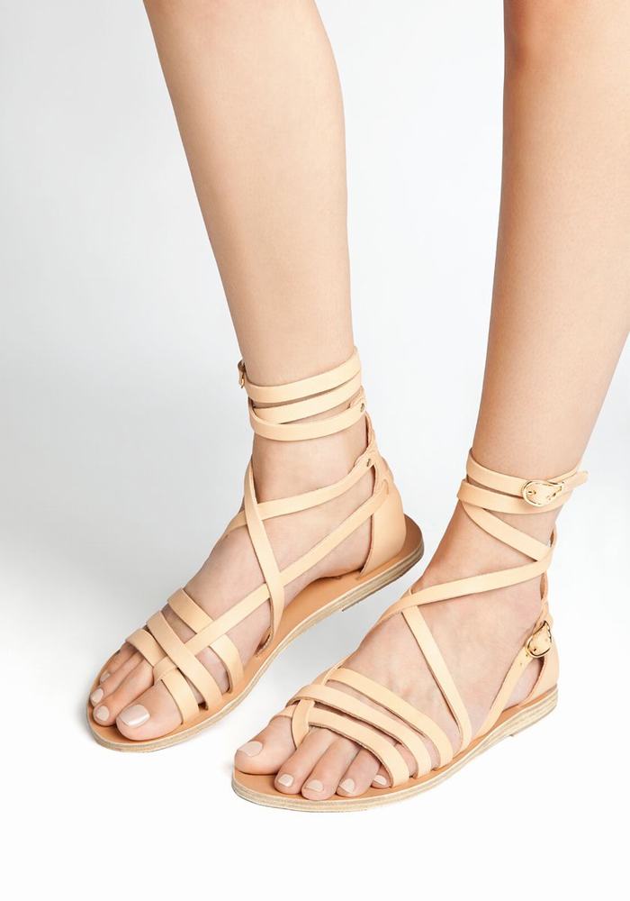 Beige Ancient Greek Sandals Satira Leather Women Gladiator Sandals | CRT4259RA