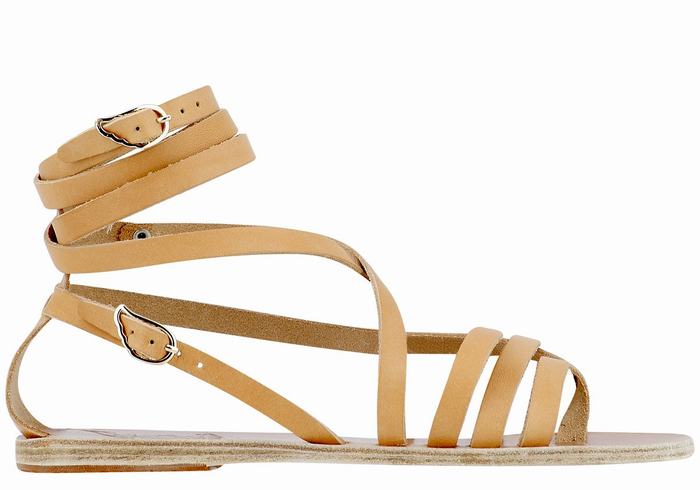 Beige Ancient Greek Sandals Satira Leather Women Gladiator Sandals | CRT4259RA