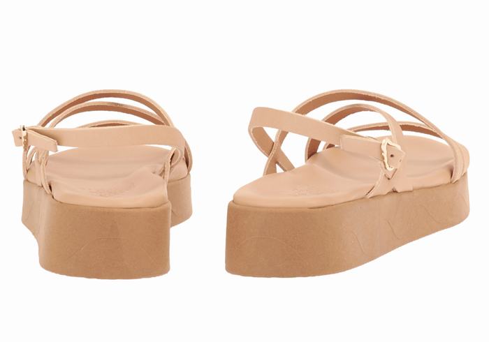 Beige Ancient Greek Sandals Silia Leather Women Platform Sandals | GGK5736YJ