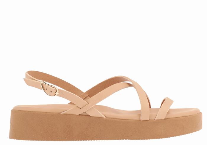 Beige Ancient Greek Sandals Silia Leather Women Platform Sandals | GGK5736YJ