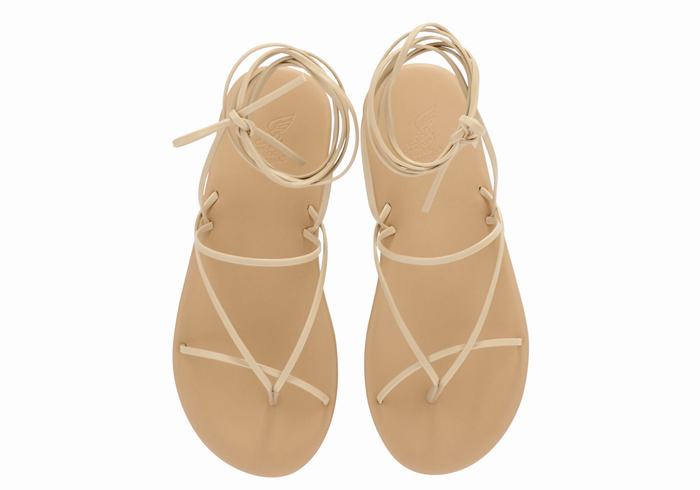 Beige Ancient Greek Sandals String Women Gladiator Sandals | KJN8840AD