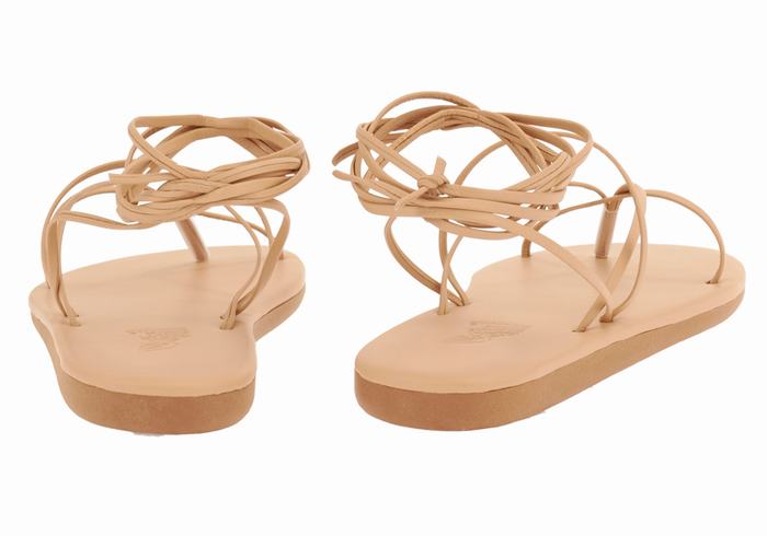 Beige Ancient Greek Sandals String Women Gladiator Sandals | RJQ5684ZN