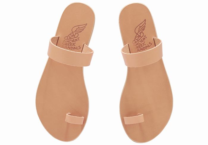 Beige Ancient Greek Sandals Thalia Leather Women Toe-Post Sandals | IHN3828RY