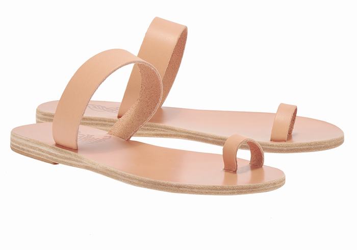 Beige Ancient Greek Sandals Thalia Leather Women Toe-Post Sandals | IHN3828RY