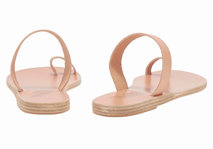 Beige Ancient Greek Sandals Thalia Leather Women Toe-Post Sandals | IHN3828RY