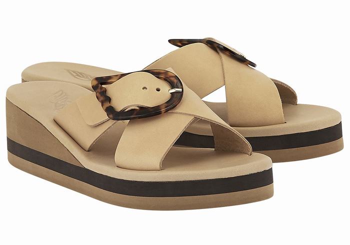 Beige Black Ancient Greek Sandals Thais Rainbow Women Wedge Sandals | BHR6833PF