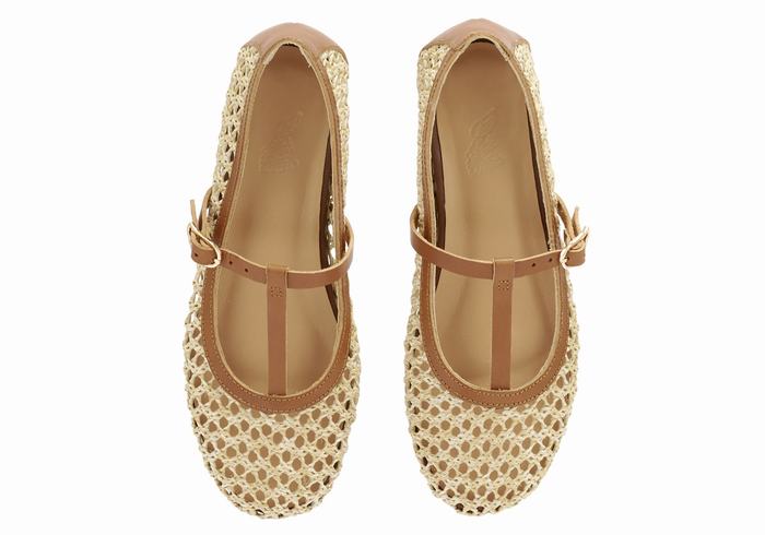 Beige Brown Ancient Greek Sandals Aerati Women Ballerina | UHG5354TL