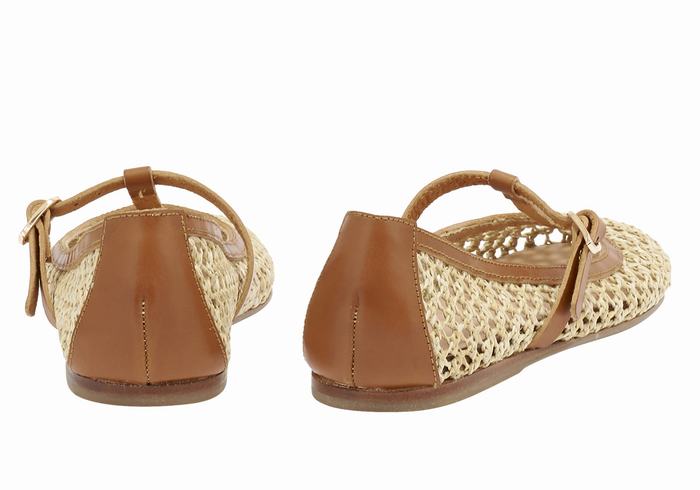 Beige Brown Ancient Greek Sandals Aerati Women Ballerina | UHG5354TL