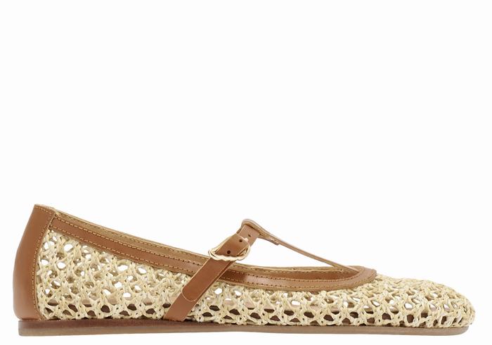 Beige Brown Ancient Greek Sandals Aerati Women Ballerina | UHG5354TL