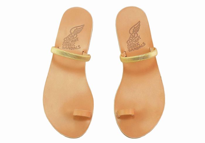 Beige Gold Ancient Greek Sandals Konaki Women Toe-Post Sandals | MJA5185UQ