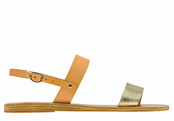 Beige Gold White Ancient Greek Sandals Clio Women Back-Strap Sandals | YKZ3932NV