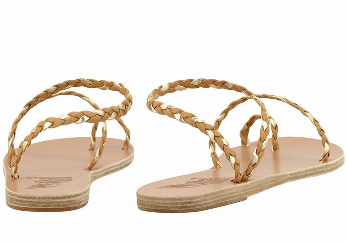 Beige Gold White Ancient Greek Sandals Eleftheria Leather Women Braided Sandals | LJJ7456AK