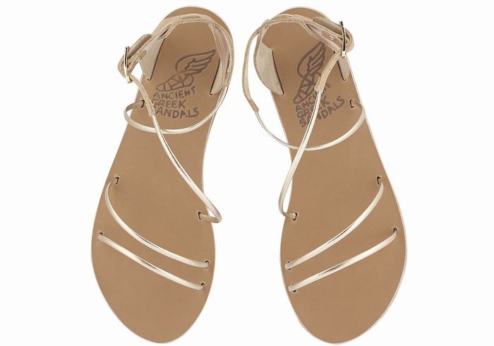 Beige Gold White Ancient Greek Sandals Meloivia Women Ankle Strap Sandals | MFC4518HG