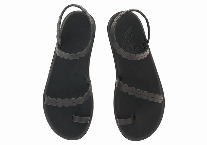 Black Ancient Greek Sandals Aura Women Toe-Post Sandals | ZLK8091QC