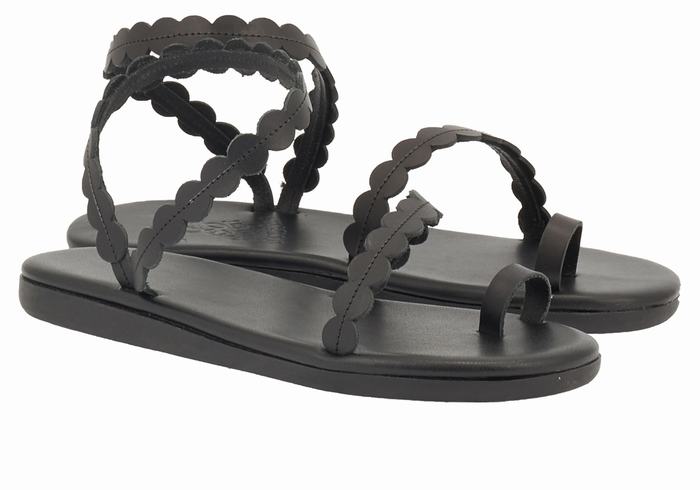 Black Ancient Greek Sandals Aura Women Toe-Post Sandals | ZLK8091QC