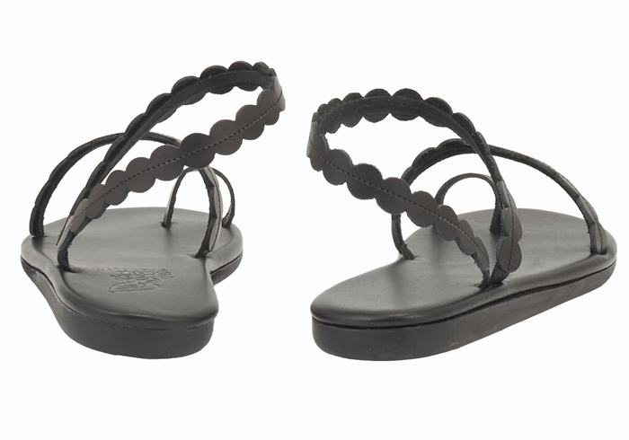 Black Ancient Greek Sandals Aura Women Toe-Post Sandals | ZLK8091QC