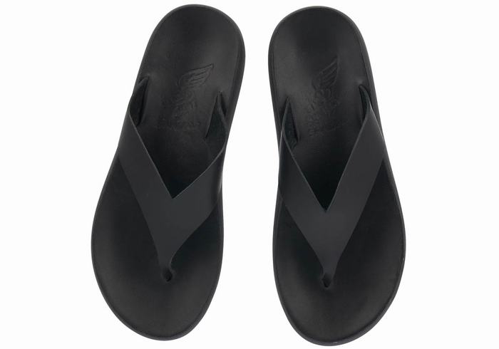 Black Ancient Greek Sandals Charys Comfort Women Flip Flops | YYX9469VV