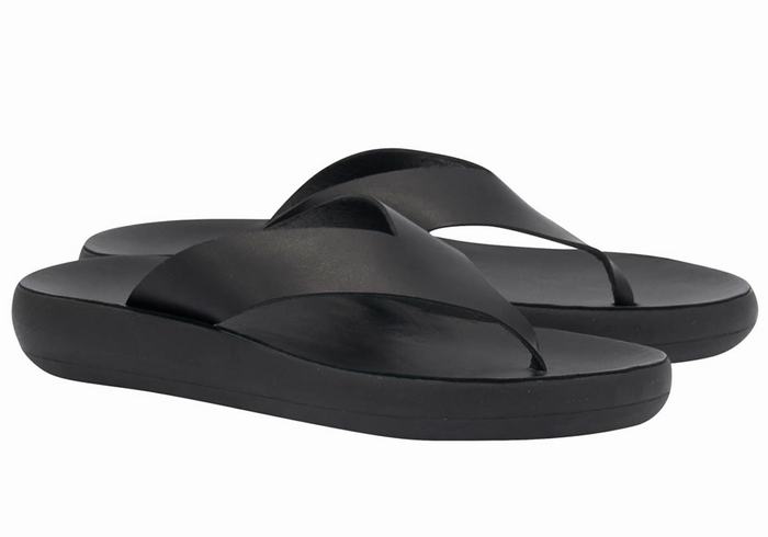 Black Ancient Greek Sandals Charys Comfort Women Flip Flops | YYX9469VV