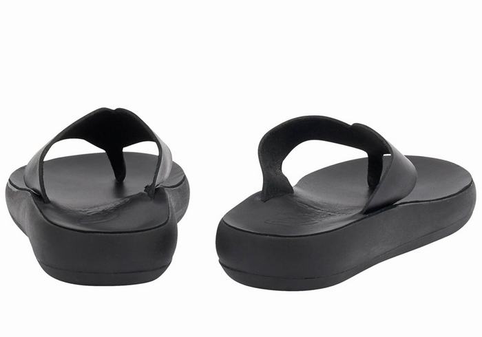 Black Ancient Greek Sandals Charys Comfort Women Flip Flops | YYX9469VV