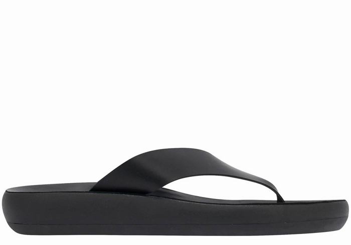 Black Ancient Greek Sandals Charys Comfort Women Flip Flops | YYX9469VV