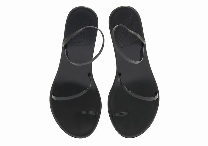 Black Ancient Greek Sandals Chora Mid Women Wedge Sandals | FBD4947LV