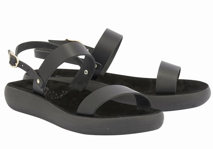 Black Ancient Greek Sandals Clio Comfort Women Casual Sandals | TEQ1519FA