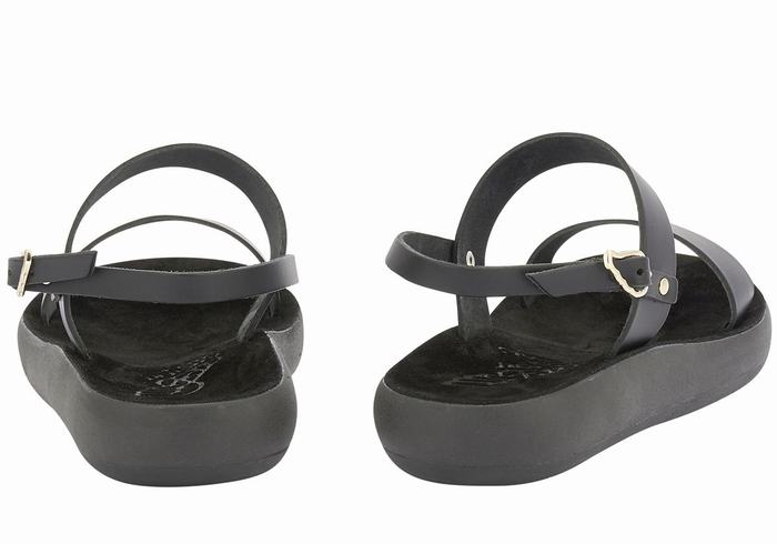 Black Ancient Greek Sandals Clio Comfort Women Casual Sandals | TEQ1519FA