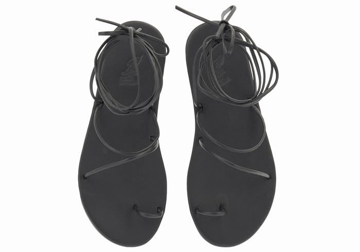 Black Ancient Greek Sandals Du Women Toe-Post Sandals | YTI888GZ