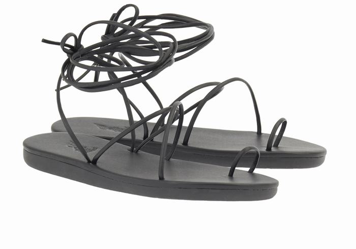 Black Ancient Greek Sandals Du Women Toe-Post Sandals | YTI888GZ