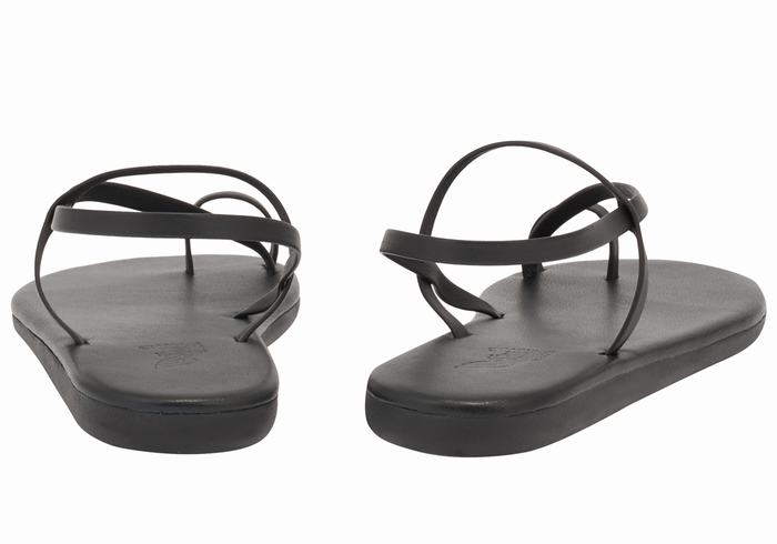 Black Ancient Greek Sandals Euterpe Women Toe-Post Sandals | UJM7861AU