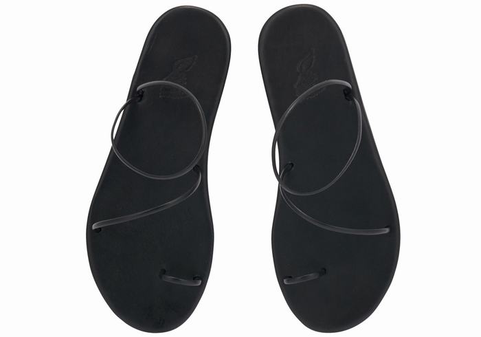 Black Ancient Greek Sandals Kansiz Women Toe-Post Sandals | UDV1613IZ