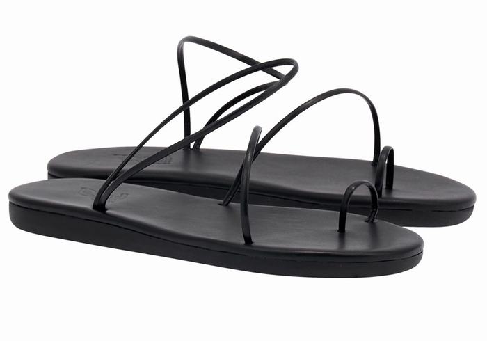 Black Ancient Greek Sandals Kansiz Women Toe-Post Sandals | UDV1613IZ