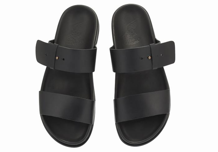 Black Ancient Greek Sandals Kimon Men Slide Sandals | MED945OZ