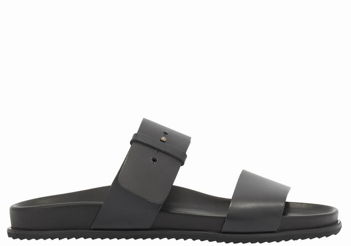 Black Ancient Greek Sandals Kimon Men Slide Sandals | MED945OZ