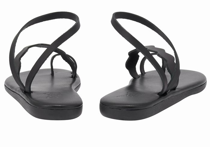 Black Ancient Greek Sandals Koralia Women Toe-Post Sandals | SAC9425VS