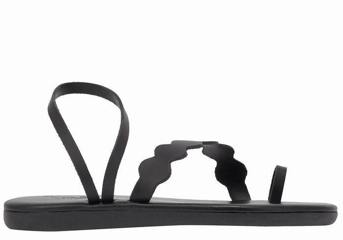 Black Ancient Greek Sandals Koralia Women Toe-Post Sandals | SAC9425VS