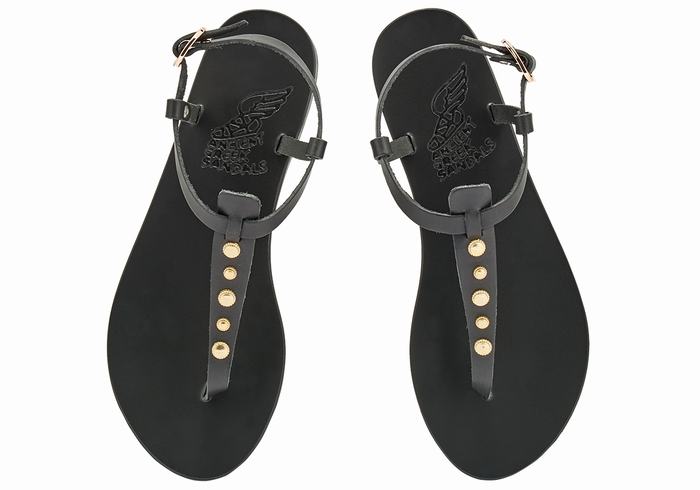 Black Ancient Greek Sandals Lito Bee Women Back-Strap Sandals | KDA3335XK