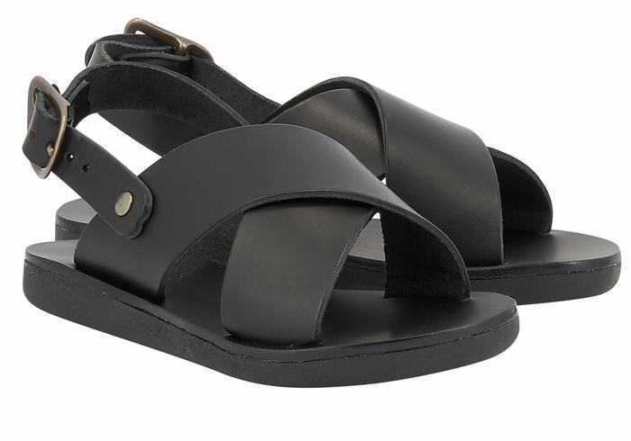 Black Ancient Greek Sandals Little Maria Soft Kids' Casual Sandals | AMC5796VM