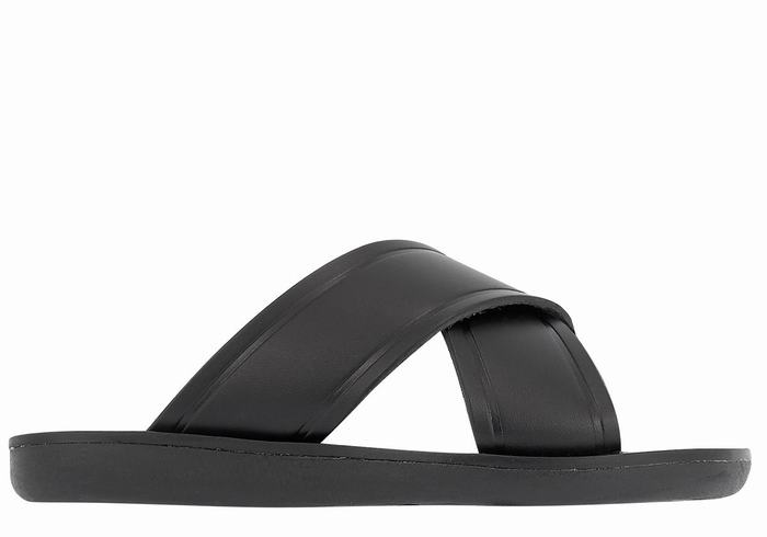 Black Ancient Greek Sandals Little Thais Soft Kids\' Slide Sandals | TAG7929NY