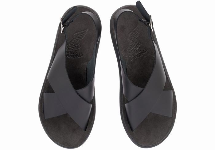 Black Ancient Greek Sandals Maria Comfort Women Platform Sandals | LYT4637OS