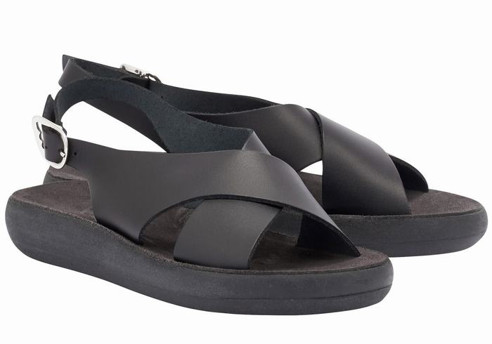 Black Ancient Greek Sandals Maria Comfort Women Platform Sandals | LYT4637OS