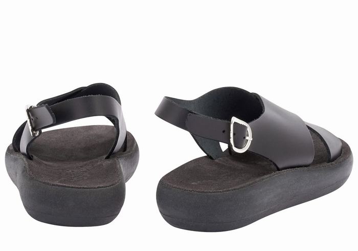 Black Ancient Greek Sandals Maria Comfort Women Platform Sandals | LYT4637OS