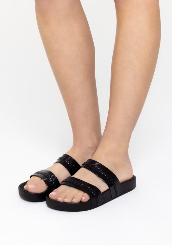 Black Ancient Greek Sandals Meli Women Slide Sandals | AGK286DT