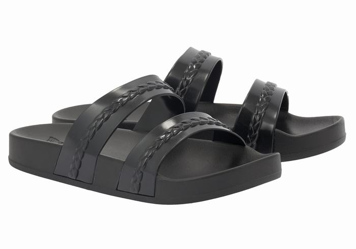 Black Ancient Greek Sandals Meli Women Slide Sandals | AGK286DT