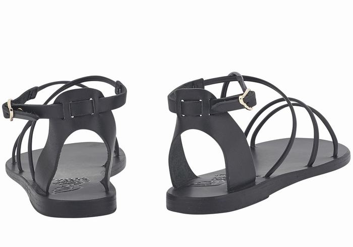 Black Ancient Greek Sandals Meloivia Women Ankle Strap Sandals | NOM9715DT