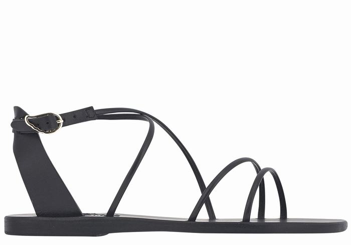 Black Ancient Greek Sandals Meloivia Women Ankle Strap Sandals | NOM9715DT