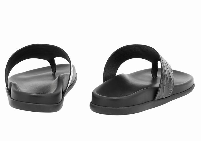 Black Ancient Greek Sandals Mera Footbed Women Flip Flops | LLW2839DZ