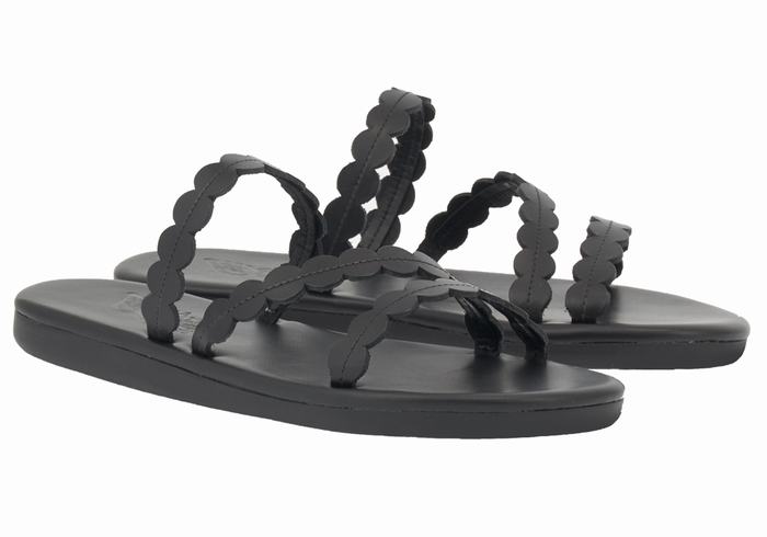 Black Ancient Greek Sandals Oceanis Women Slide Sandals | BYB2925YR